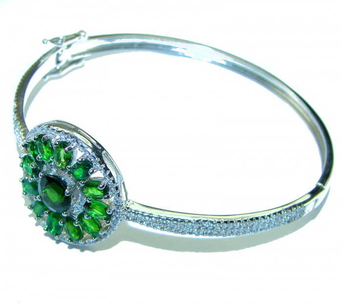 Precious Natural Chrome Diopside .925 Sterling Silver Bangle bracelet - photo 1