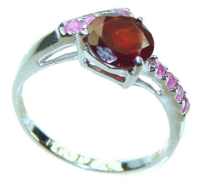 Rose Garden 2.5 carat Authentic Garnet .925 Sterling Silver handcrafted Ring size 6 1/4 - photo 2