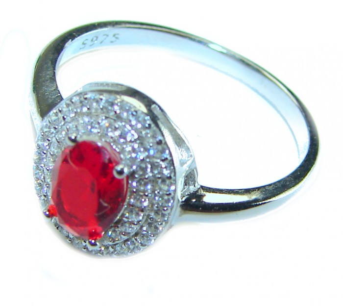 Gabriella oval cut 1.8 carat Ruby .925 Sterling Silver handcrafted Cocktail Ring s. 7 1/2 - photo 1