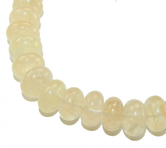 Victoria Authentic 228.5 carat Brazilian Citrine .925 Sterling Silver brilliantly handcrafted Statement necklace - Close-up of round Brazilian Citrine beads on a necklace.