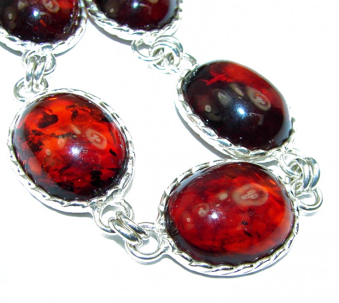 Cognac Color Beautiful Amber .925 Sterling Silver handcrafted Bracelet - photo 2