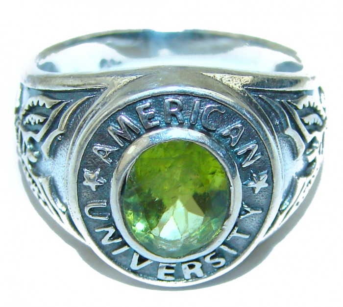 American University Authentic Peridot .925 Sterling Silver ring s. 7 1/4 - photo 1