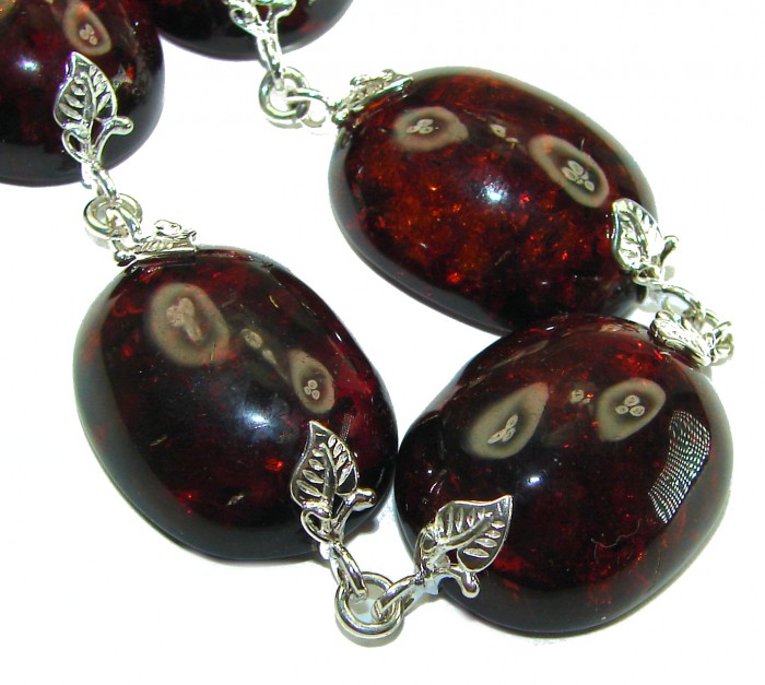 Cognac Color Beautiful Amber .925 Sterling Silver handcrafted Bracelet - photo 3