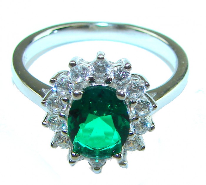 Luxurious 2.8 carat Chrome Diopside .925 Sterling Silver handmade ring s. 6 1/4 - photo 3