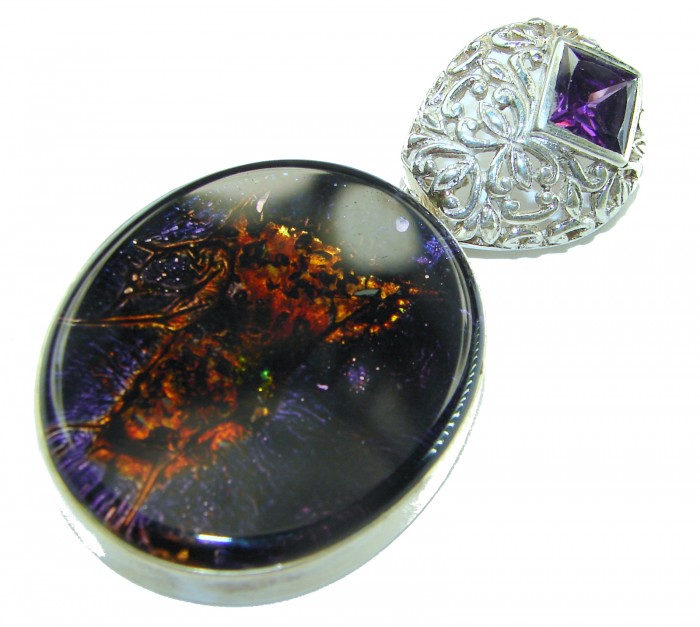 Maroccan Night Dichroic Glass .925 Sterling Silver handcrafted pendant - photo 2