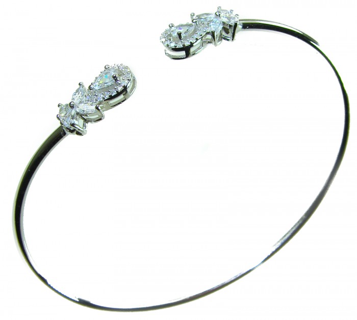Precious Light Natural 5.2 carat White Topaz .925 Sterling Silver dipped in rhodium bracelet - Sterling silver bracelet with white topaz, side view.