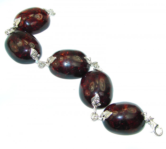 Cognac Color Beautiful Amber .925 Sterling Silver handcrafted Bracelet - photo 1