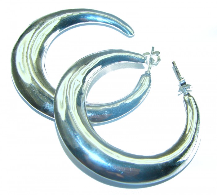 Huge .925 Sterling Silver handmade Bali made Hoop Earrings - photo 3