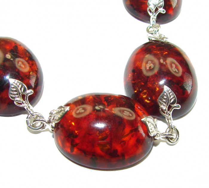 Cognac Color Beautiful Amber .925 Sterling Silver handcrafted Bracelet - photo 1