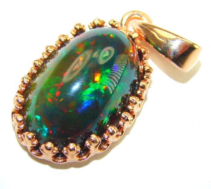 Milky Way 9.7 carat Authentic Black Opal 18K Gold over .925 Sterling Silver handmade Pendant - photo 4