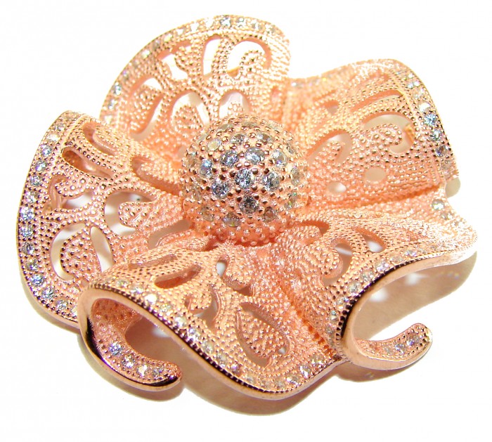 Pure Beauty - Vintage style- genuine 0.7 lab grown Diamond 18K Rose Gold over .925 Sterling Silver handmade Pendant - photo 4