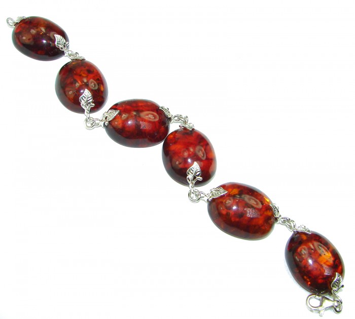 Cognac Color Beautiful Amber .925 Sterling Silver handcrafted Bracelet - photo 1
