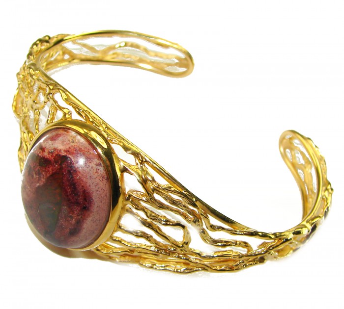 Authentic Mexican Opal handmade 14K Gold over .925 Sterling Silver Bracelet / Cuff - photo 1