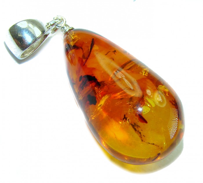 Royal Style authentic Baltic Amber .925 Sterling Silver handmade Pendant - photo 1