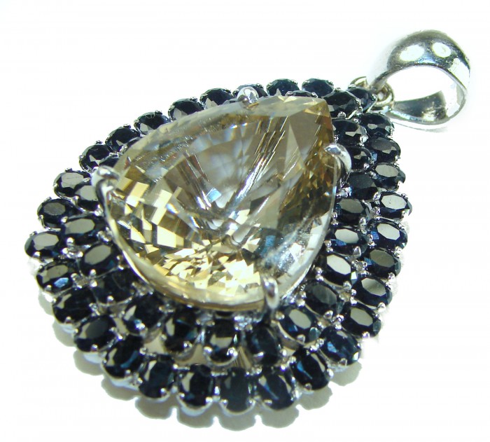 Luxury Timeless Jewels genuine 29.5 CARAT Lemon Topaz Sapphire .925 Sterling Silver handmade Pendant - photo 3