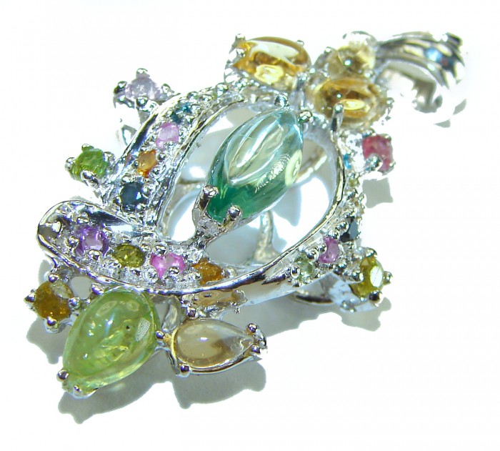 Allure authentic 6.4 carat Green Amethyst Peridot .925 Sterling Silver handmade Pendant - photo 2