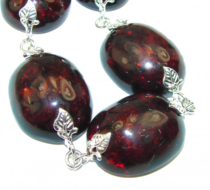 Cognac Color Beautiful Amber .925 Sterling Silver handcrafted Bracelet - photo 2