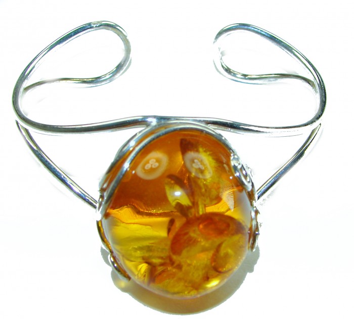 Classy Design Genuine the best QUALITY Baltic Amber .925 Sterling Silver handamde Bracelet / Cuff - photo 2
