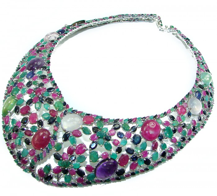 167.8 grams Diva's Desire authentic Ruby .925 Sterling Silver handcrafted LARGE necklace - photo 1