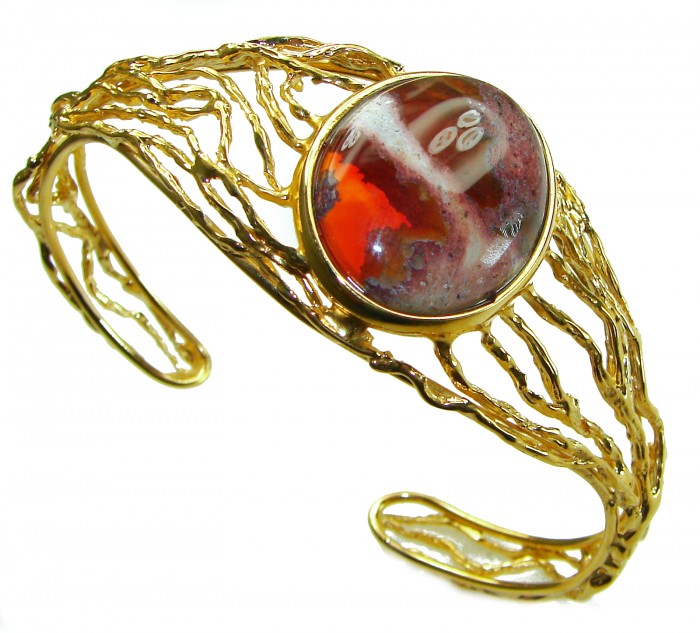 Authentic Mexican Opal handmade 14K Gold over .925 Sterling Silver Bracelet / Cuff - photo 3
