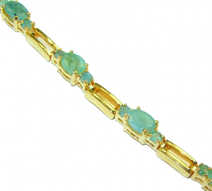 Timless Treasure 17.5 carat Colombian Emerald 14K Gold over .925 Sterling Silver handcrafted Bracelet - photo 1