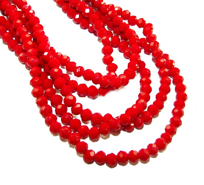 ESTANCIA Sublime natural Red Fossilized Coral Sterling Silver handmade Necklace - Close-up of red fossilized coral bead strands