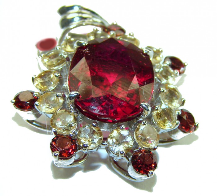 10.5 carat Red Topaz .925 Sterling Silver handmade pendant - photo 1