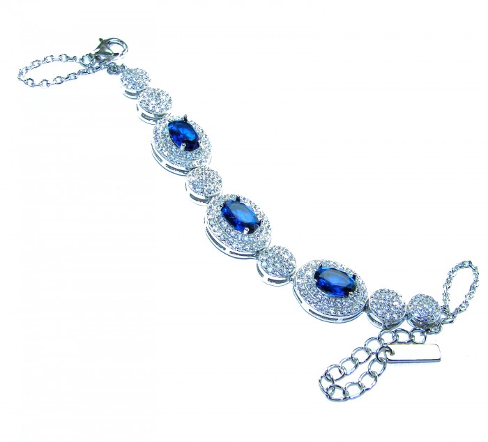 Luxurious 11.4 carat Sapphire .925 Sterling Silver handcrafted Bracelet - photo 2
