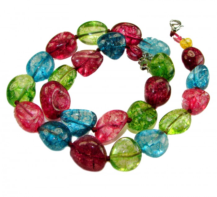 Infinity authentic 149.5 carat Brazilian Tourmaline .925 Sterling Silver handcrafted necklace - Colorful Brazilian tourmaline necklace with clasp detail