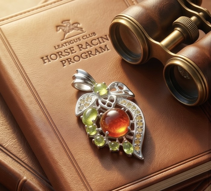Incredible 3.8 carat Mozambique Ruby .925 Sterling Silver handcrafted pendant - Pendant detail on leather book with binoculars, stones in focus.