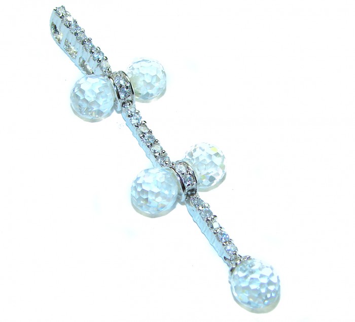 Vintage style- genuine 8.5 carat White Topaz .925 Sterling Silver handmade Pendant - photo 3