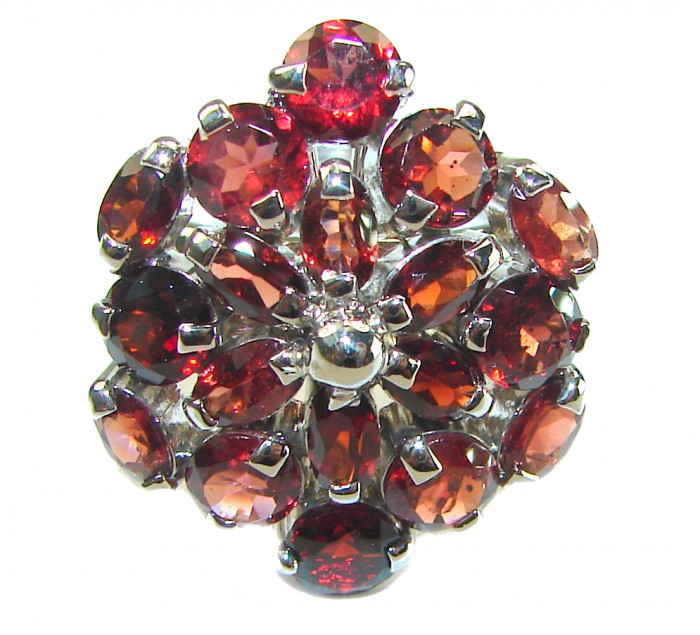 Penelope Authentic 14.5 carat faceted authentic Australian Garnet .925 Sterling Silver handcrafted ring; s. 8 - photo 2