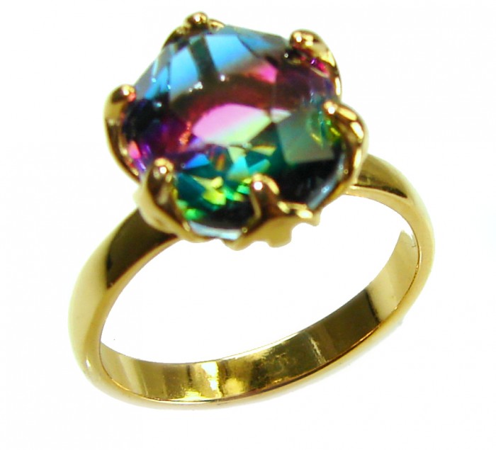 6.8 carat Brazilian Tourmaline 14K Gold over .925 Sterling Silver Perfectly handcrafted Ring s. 7 - Close-up of 6.8 carat tourmaline ring in 14K gold over sterling silver.