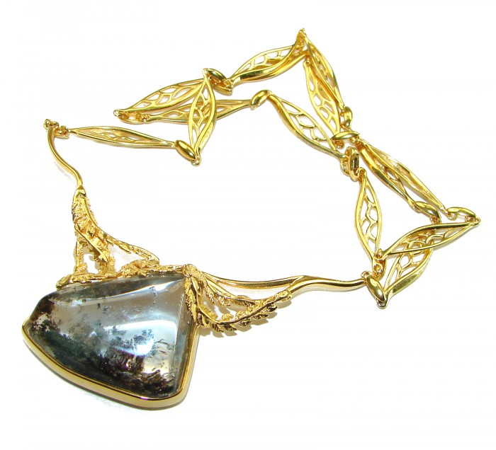 Back to Nature genuine 22.5 carat Phantom Quartz 14K Gold over .925 Sterling Silver brilliantly handcrafted necklace - photo 3