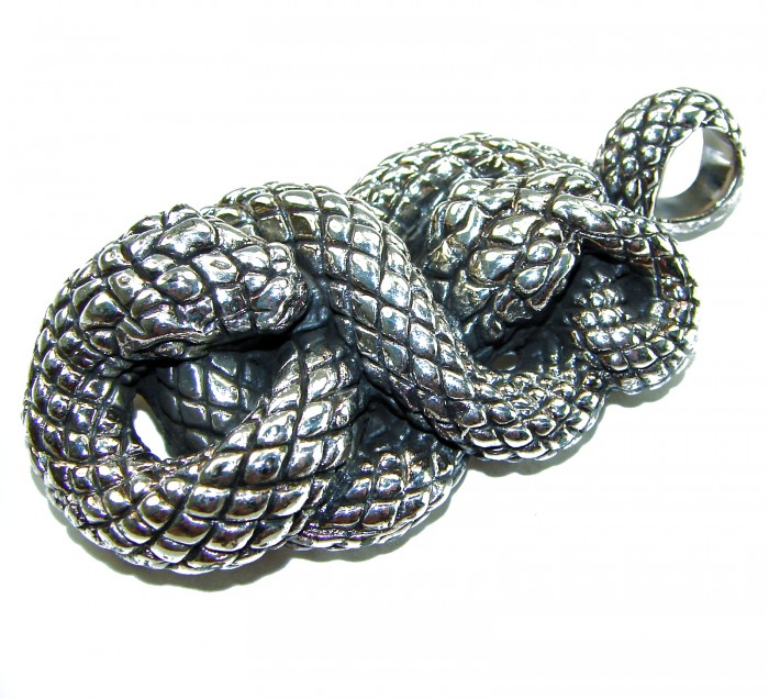 Boa Snake Marcasite .925 Sterling Silver Bali made Pendant - Boa Snake Marcasite Sterling Silver Pendant, detailed top view.