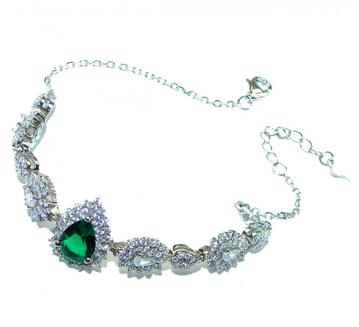 Timless Treasure 4.5 carat Emerald .925 Sterling Silver handcrafted Bracelet - photo 2