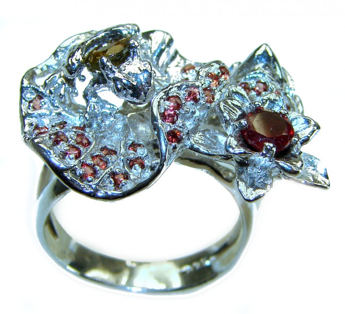 Floral design 11.8 carat Amethyst .925 Sterling Silver Handcrafted Ring size 9 1/4 - photo 2
