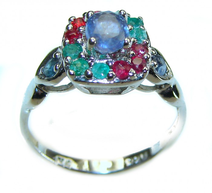 Fiesta 0.6 carat African Tanzanite .925 Sterling Silver Handcrafted Ring size 7 - photo 2