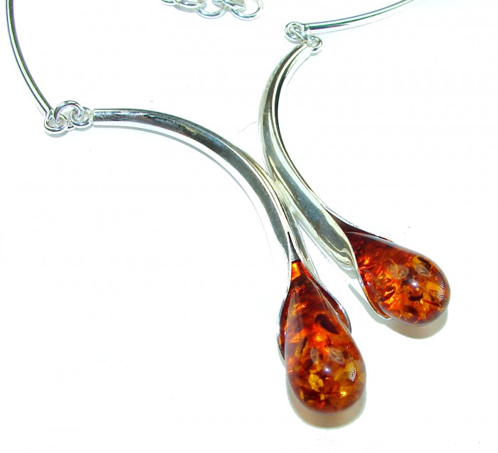 Elegant Natural Baltic Amber .925 Sterling Silver handcrafted necklace - photo 1