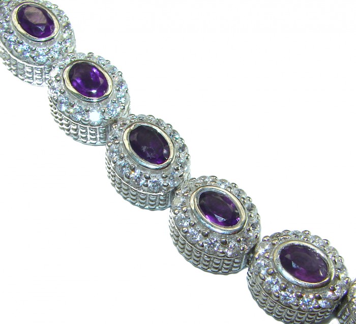 Purple Treasure 49.9 carat Authentic Amethyst .925 Sterling Silver handcrafted Bracelet - photo 1