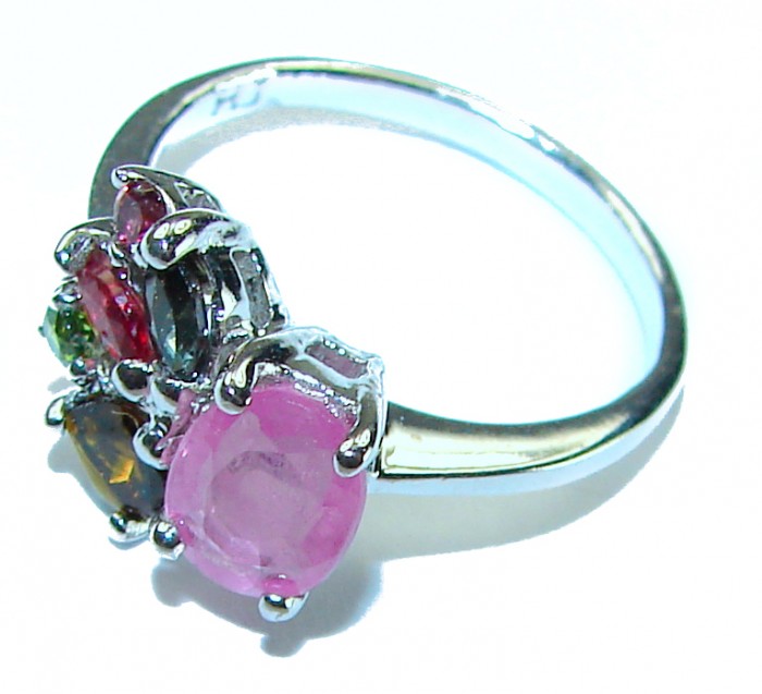 Red Extravaganza Authentic 2.3 carat Ruby .925 Sterling Silver handmade Cocktail Ring s. 5 1/4 - photo 1