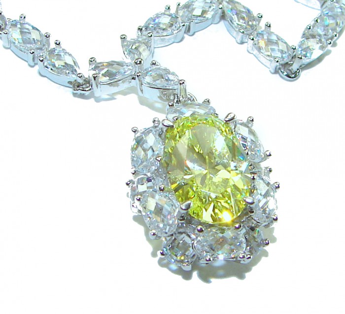 Luxurious Golden - 6.5 carat yellow Montana Sapphire .925 Sterling Silver handcrafted Statement Necklace - Close-up of Luxurious Golden necklace with yellow Montana sapphire centerpiece.