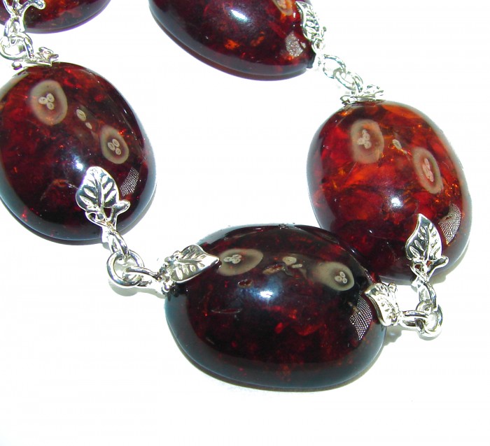 Cognac Color Beautiful Amber .925 Sterling Silver handcrafted Bracelet - photo 1