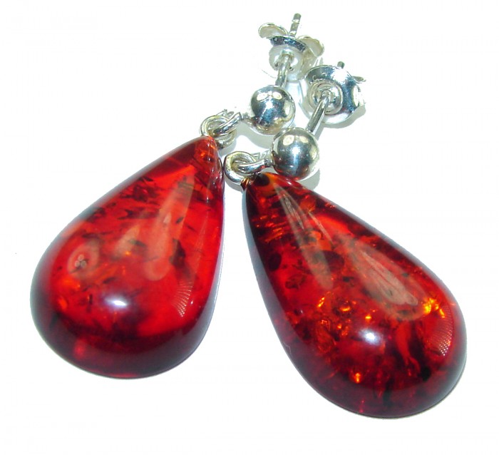 Golden Honey Drops authentic Baltic Amber .925 Sterling Silver earrings - photo 2