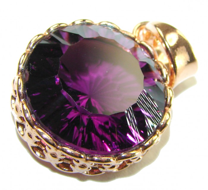 Vintage Design Amethyst 14K Gold over .925 Sterling Silver handcrafted Pendant - photo 2