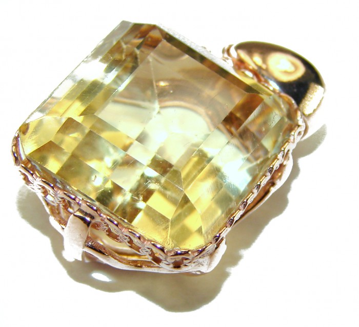 10.3 carat Lemon Quartz 14K Rose Gold over .925 Sterling Silver handcrafted pendant - photo 2