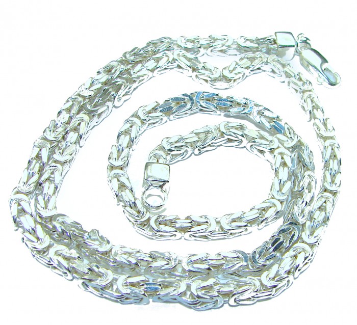 Sterling Silver Italian 20" long long, 5 mm wide Chain; 25.8 grams - Sterling Silver Italian chain, 20" long, 5mm wide, coiled view.