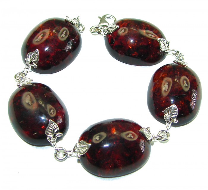 Cognac Color Beautiful Amber .925 Sterling Silver handcrafted Bracelet - photo 2