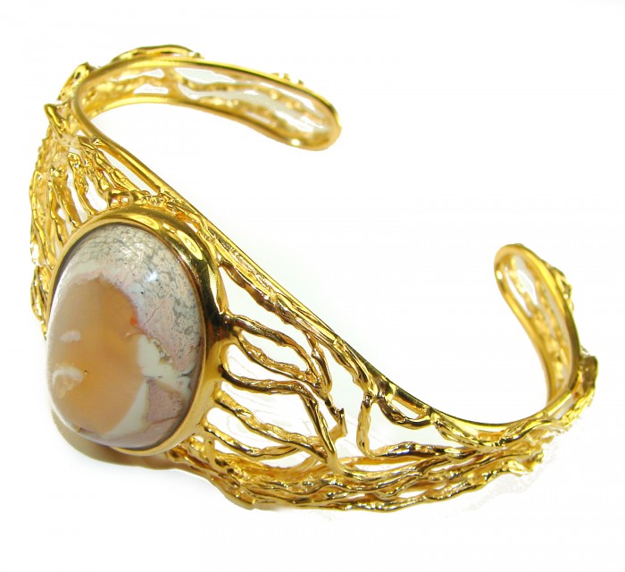Authentic Mexican Opal handmade 14K Gold over .925 Sterling Silver Bracelet / Cuff - photo 1
