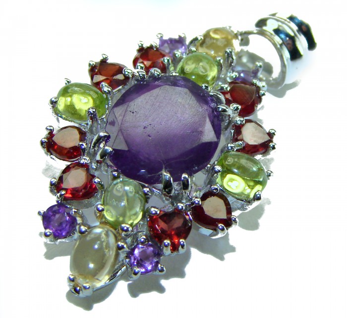 Vintage Design 11.6 carat Amethyst .925 Sterling Silver handcrafted Pendant - photo 3